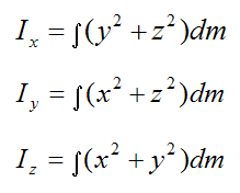 Moment of inertia terms for a rigid body experiencing general three dimensional motion for ang mom