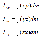 Product of inertia terms for a rigid body experiencing general three dimensional motion for ang mom