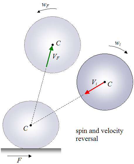 ball with spin and velocity reversal after the bounce