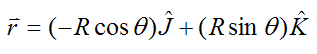 Position vector from point o to point A on gyro top wheel