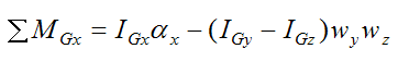 Moment equations for the gyroscope wheel 2