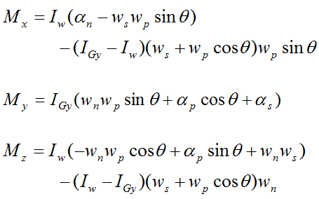 euler equations of motion for gyroscope wheel for general motion