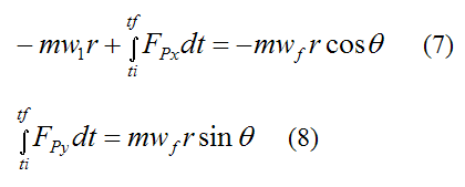 Equations for impulse and linear momentum in xy plane 2