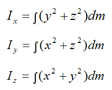 Moment of inertia terms for a rigid body experiencing three dimensional motion for kinetic energy