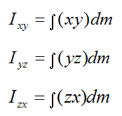 Product of inertia terms for a rigid body experiencing three dimensional motion for kinetic energy