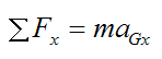 general force equation in x-direction for billiard ball 2