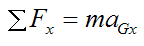 general force equation in x-direction for golf swing