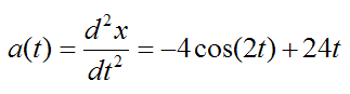 Example acceleration of particle as function of time for rectilinear motion