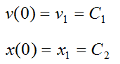 Solving for constants of integration in position and velocity equations for rectilinear motion