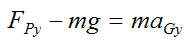 Newtons second law in y direction for rigid cylinder rolling on rigid surface without slipping