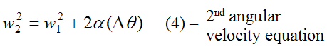 Second angular velocity equation for constant angular acceleration for rotational motion