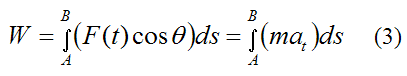 Total work done on particle by nonconstant force acting at an angle to the displacement 2