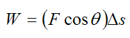 Work done on particle by constant force acting at an angle to the displacement