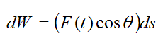 Differential work done on particle by nonconstant force acting at an angle to the displacement